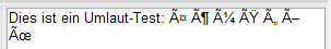 Ansicht des Eintrags in der Datenbank